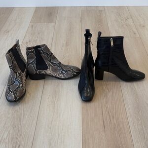 H&M Black Bootie (never worn) and Forver 21 snakeskin booty worn
